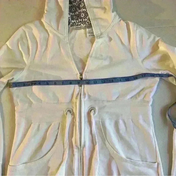 Danskin Now Womens Size M (8/10) White Full Zip Run Walk Sweatshirt Hoodie - Picture 4 of 8